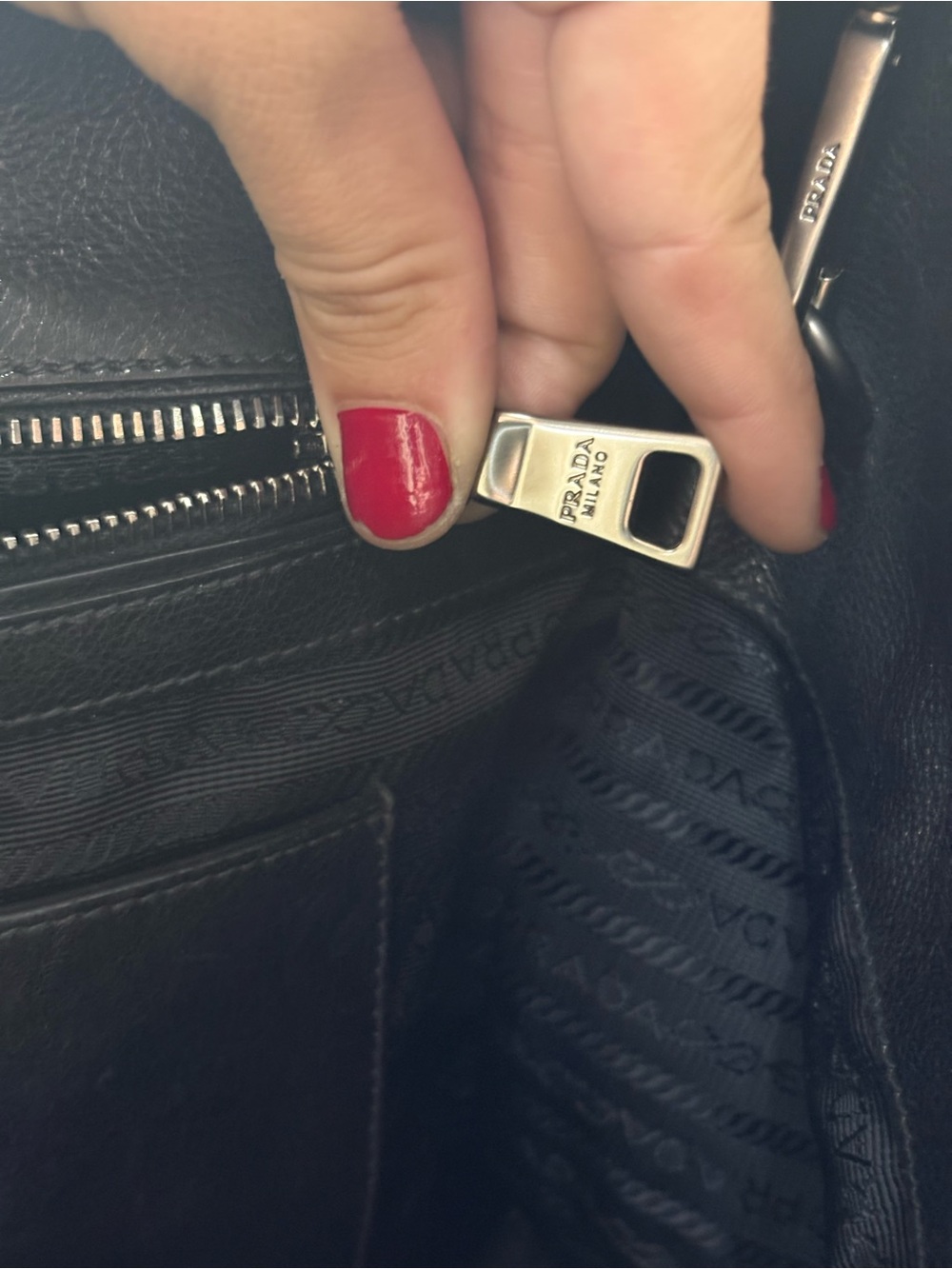 Prada Glance Pomice Two-Tone Tan and Black Leather Satchel - Picture 13 of 16